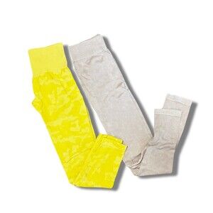 NVTGN & LA Leggings Womens Size XS Lot of 2 Yellow Camo Taupe High Waist